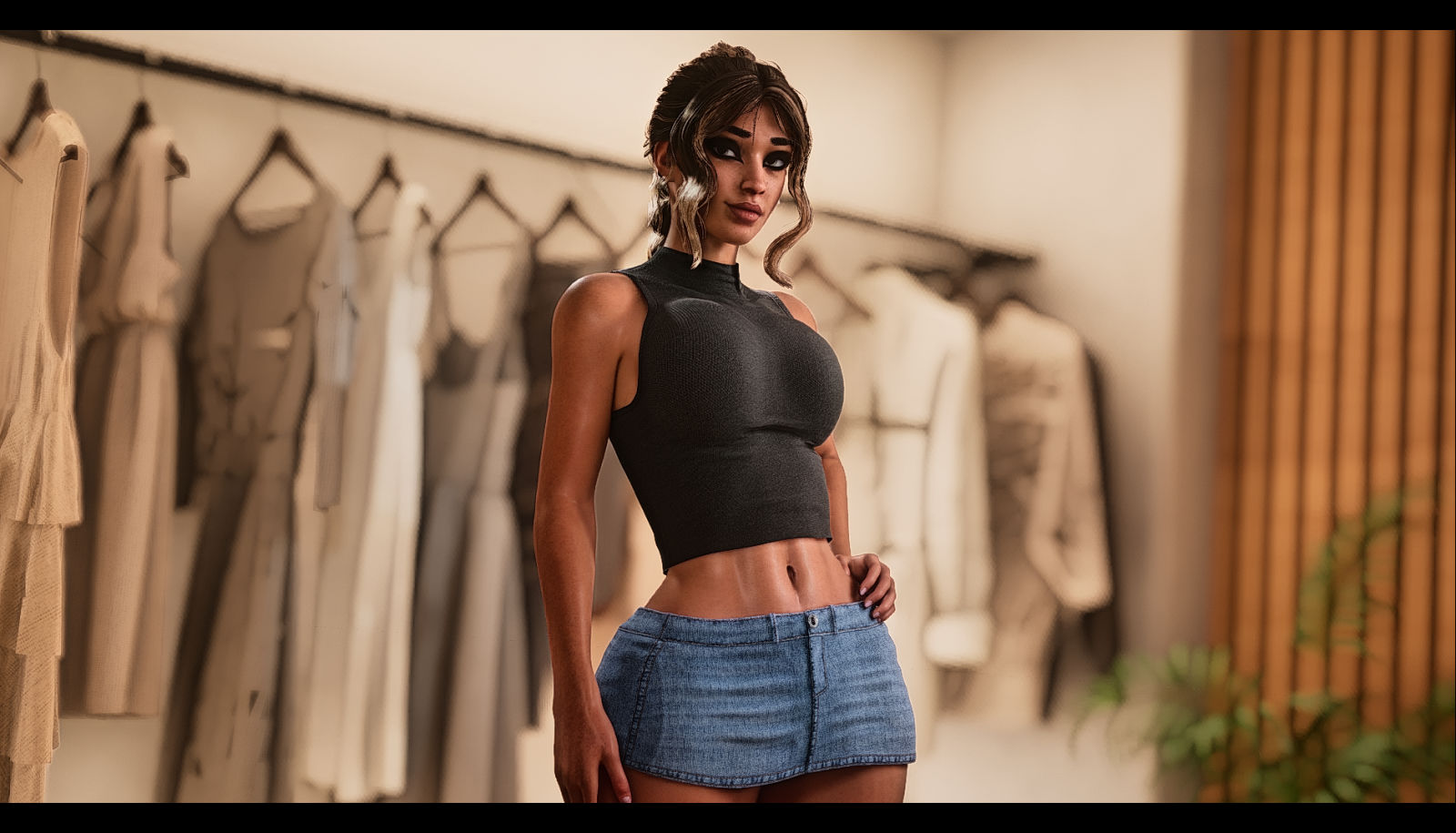 Maya Casual Knitted Top and Jean Skirt USM