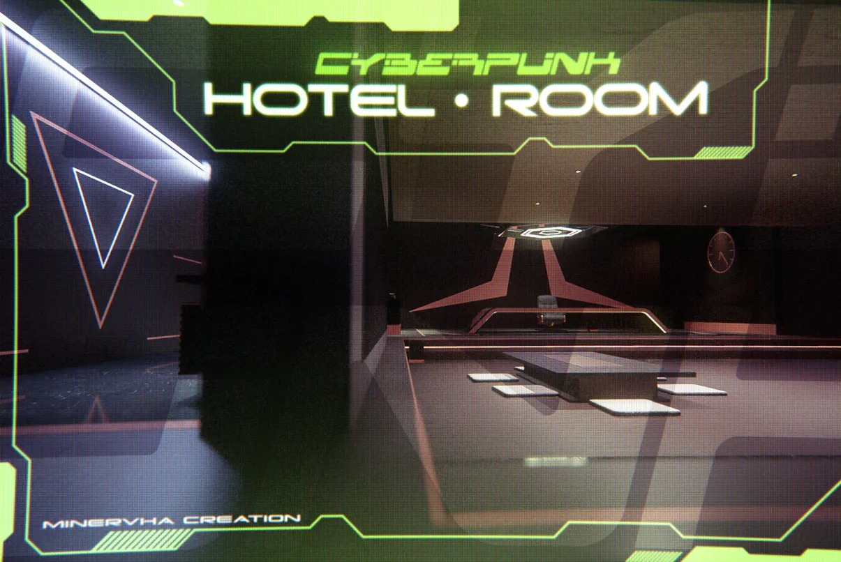 Cyberpunk Style Hotel Room